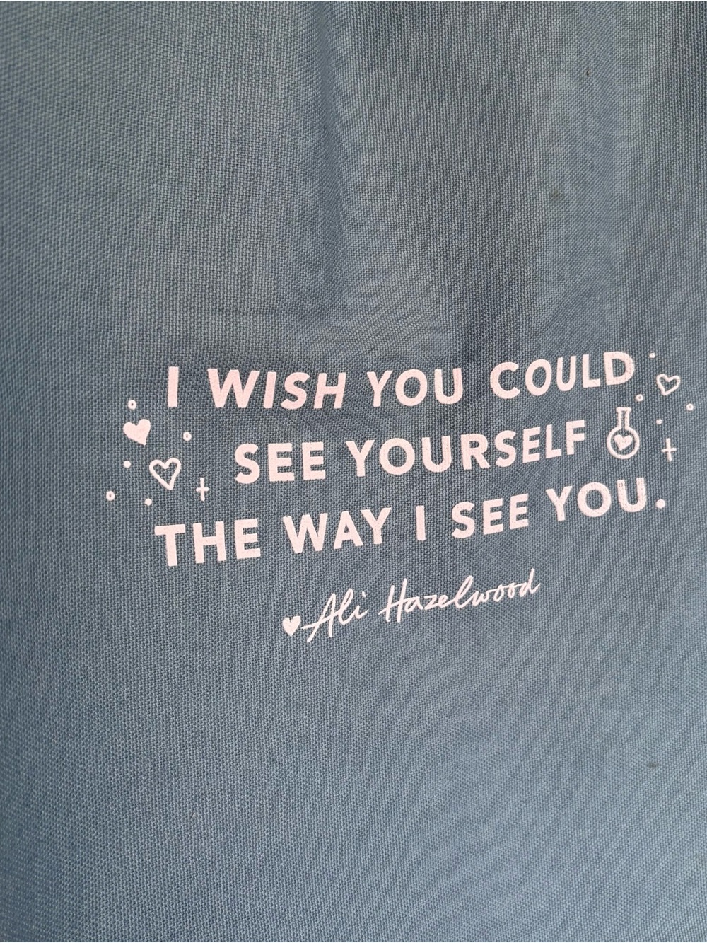 The Love Hypothesis Book Graphic Blue Tote Bag Ali Hazelwood - Picture 5 of 6